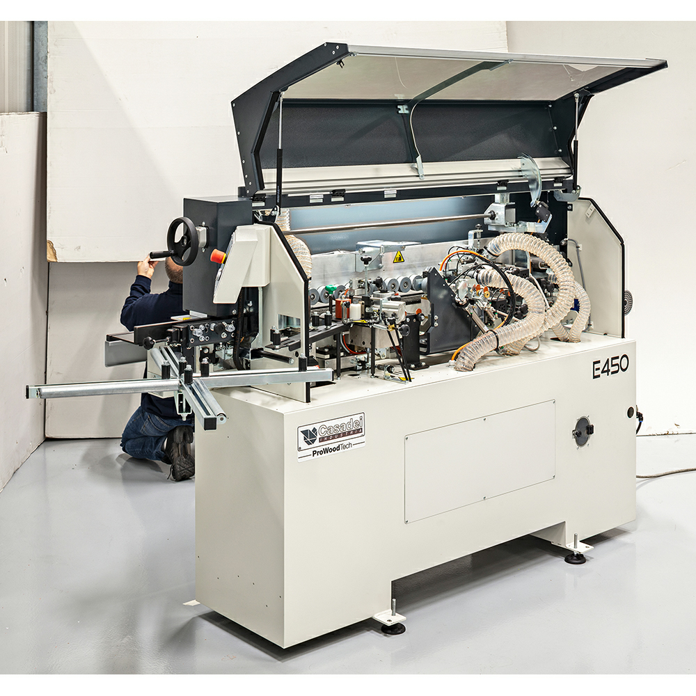 Casadei E450PM Automatic Edgebander with Inferior Holt-Melt Glue Pot (EVA)/Chain Panel-Feeding and Pre-Milling