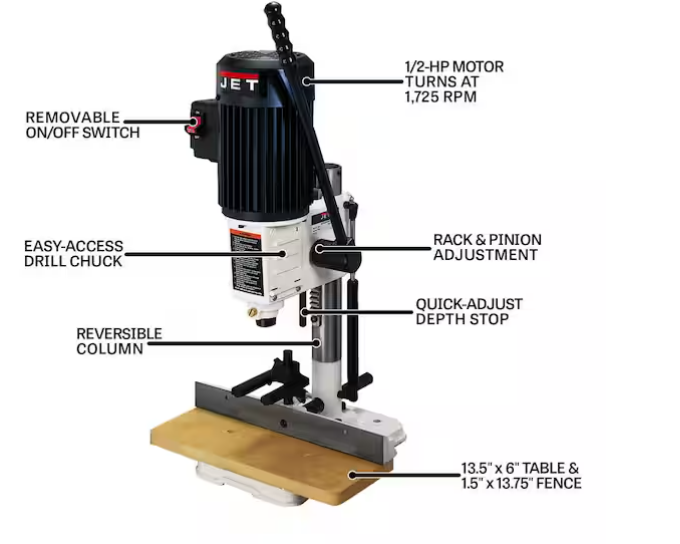 Jet Tools 708580 JBM-5 Benchtop Mortise Machine 1/2" Capacity 1/2HP Single Phase 115V