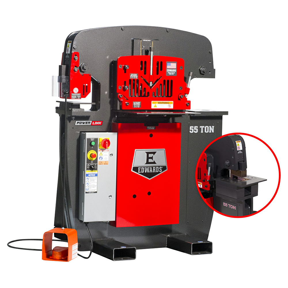 Edwards 55233512 7.5 HP 55 Ton Ironworker with Powerlink/Coper Notcher, 3 Phase/230V
