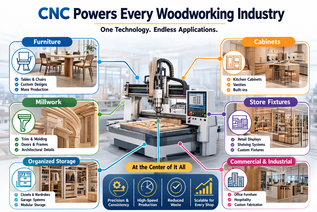 CNC Powers the Woodworking Industry - Wurth Machinery CNC Woodworking Industry Infographic